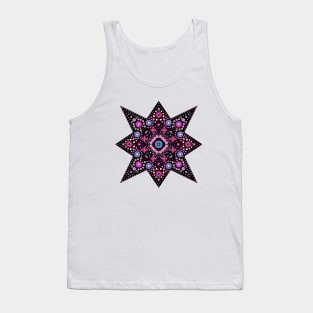 Eight-Pointed Star Mandala Pink-Blue-White Tank Top